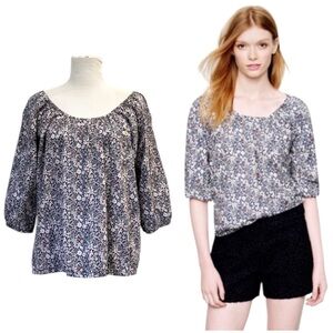 Liberty for J. Crew - Floral Peasant Top Blouse | June’s Meadow, Blue, Medium